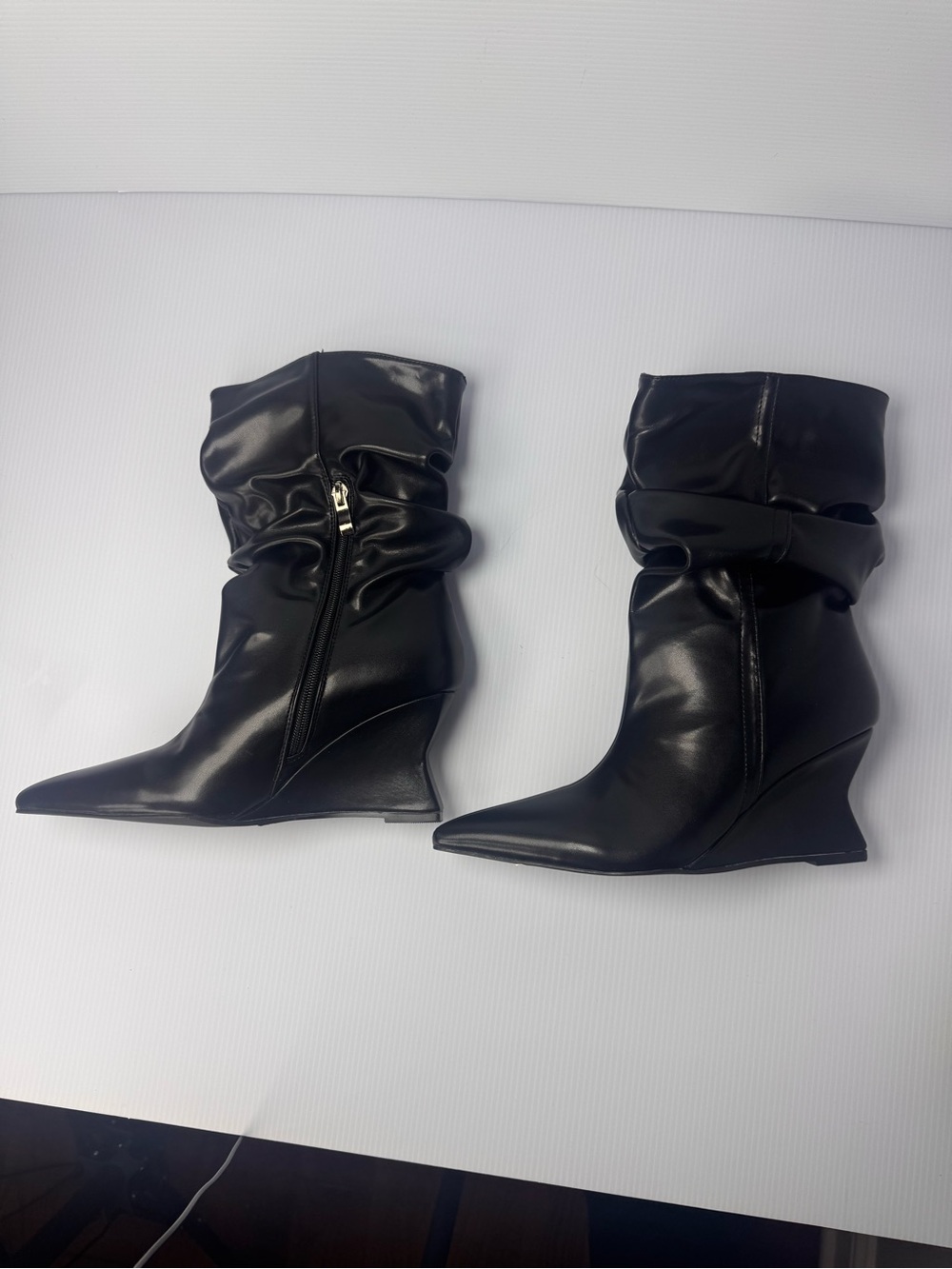 🖤✨ Azalea Wang ASAF Slouch Wedge Ankle Boots – Black ✨🖤 - Picture 6 of 7